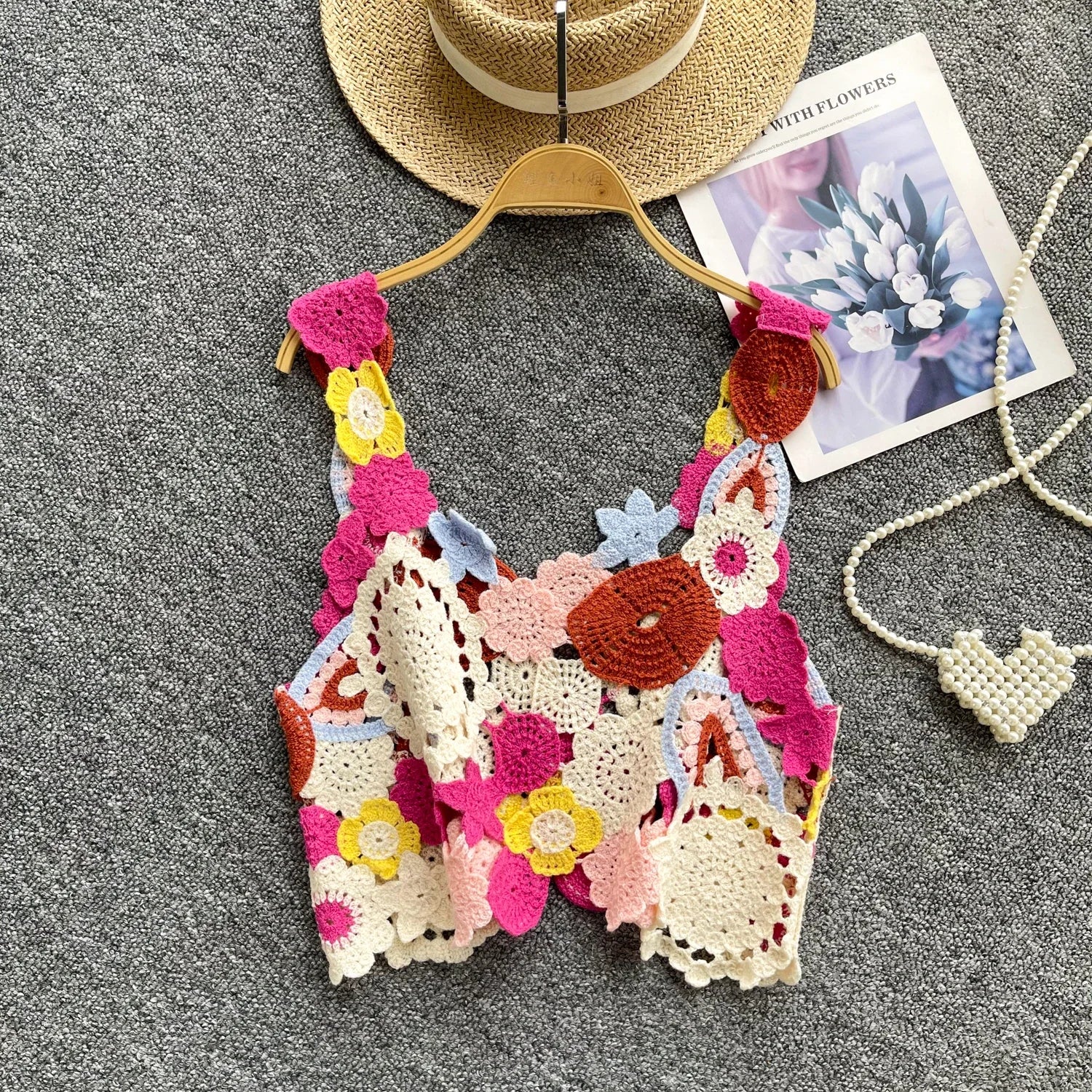 Crochet Floral Crop Top – Open Knit