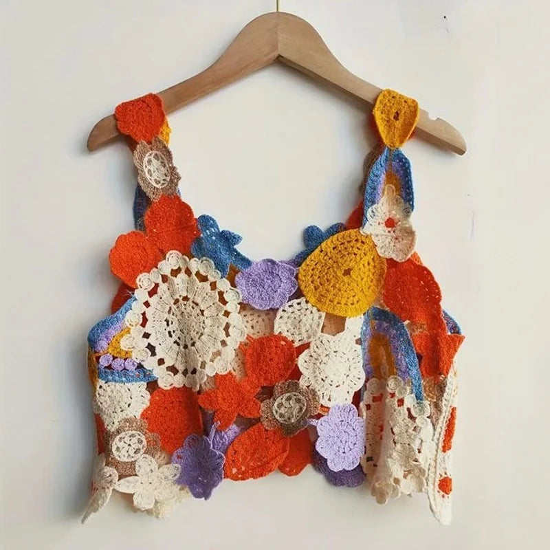 Crochet Floral Crop Top – Open Knit