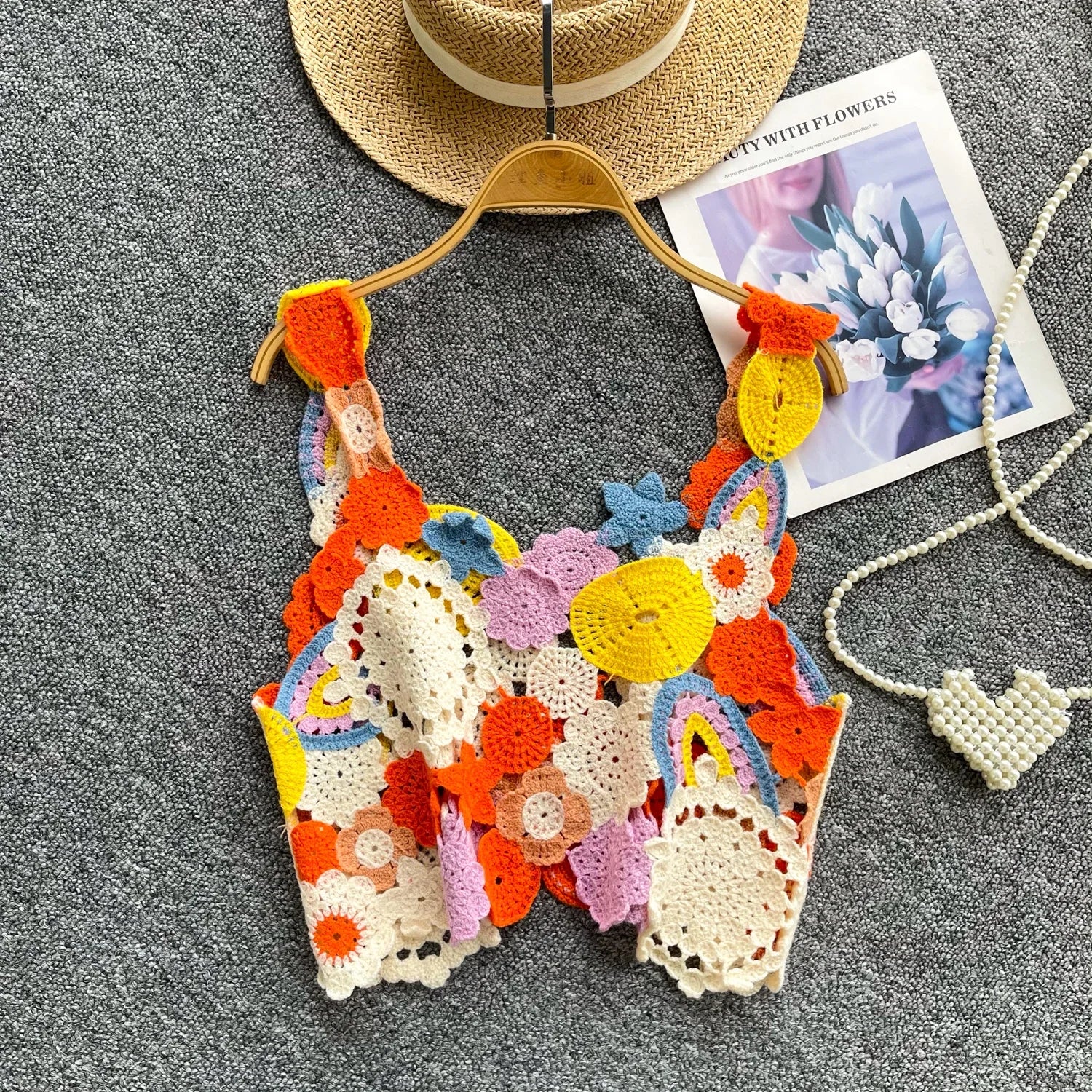 Crochet Floral Crop Top – Open Knit